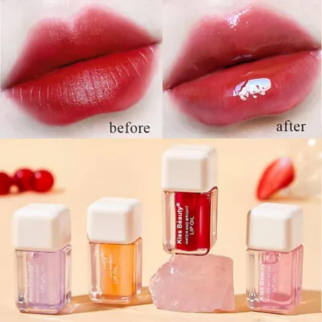 Hydrating Lip Oil Glossy Finish Cherry Peach Shades