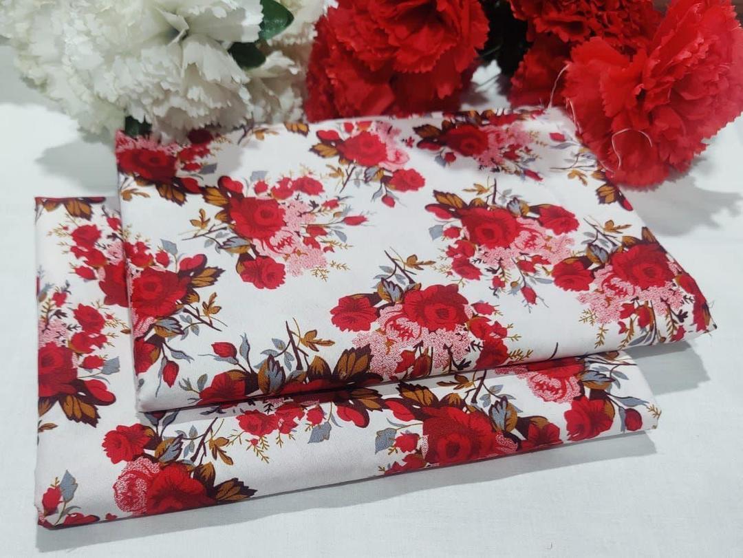 Women Printed Cotton Suit Red Floral Wedding Party Wear