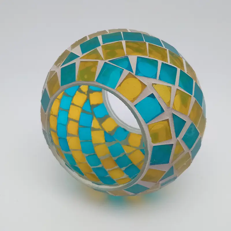 Solar Projection Lamp Blue Yellow Glass Mosaic