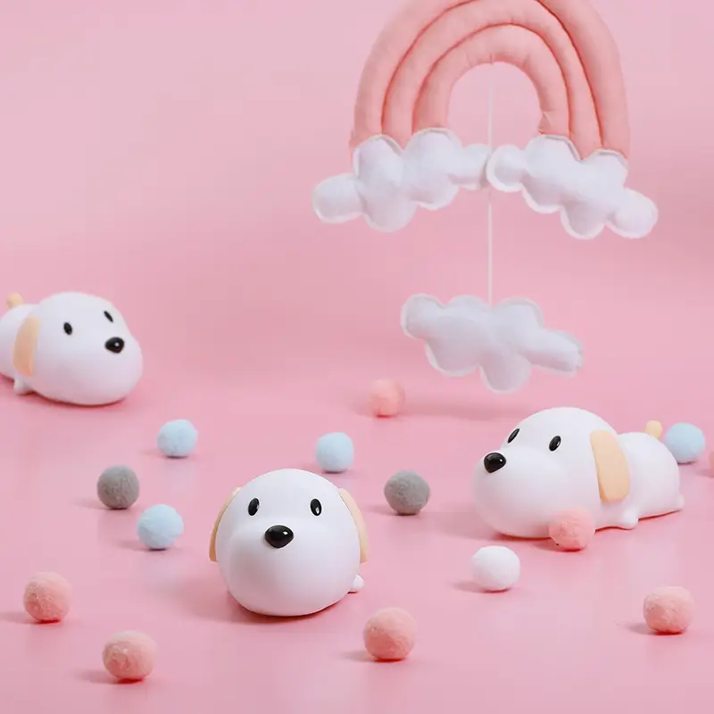Silicone Puppy Night Light with Rechargeable LED
