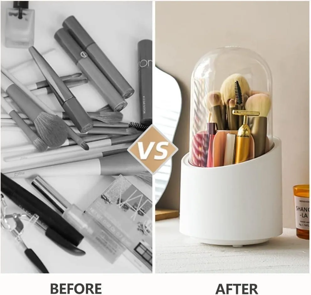 360 Degree Makeup Brush Organizer White ABS