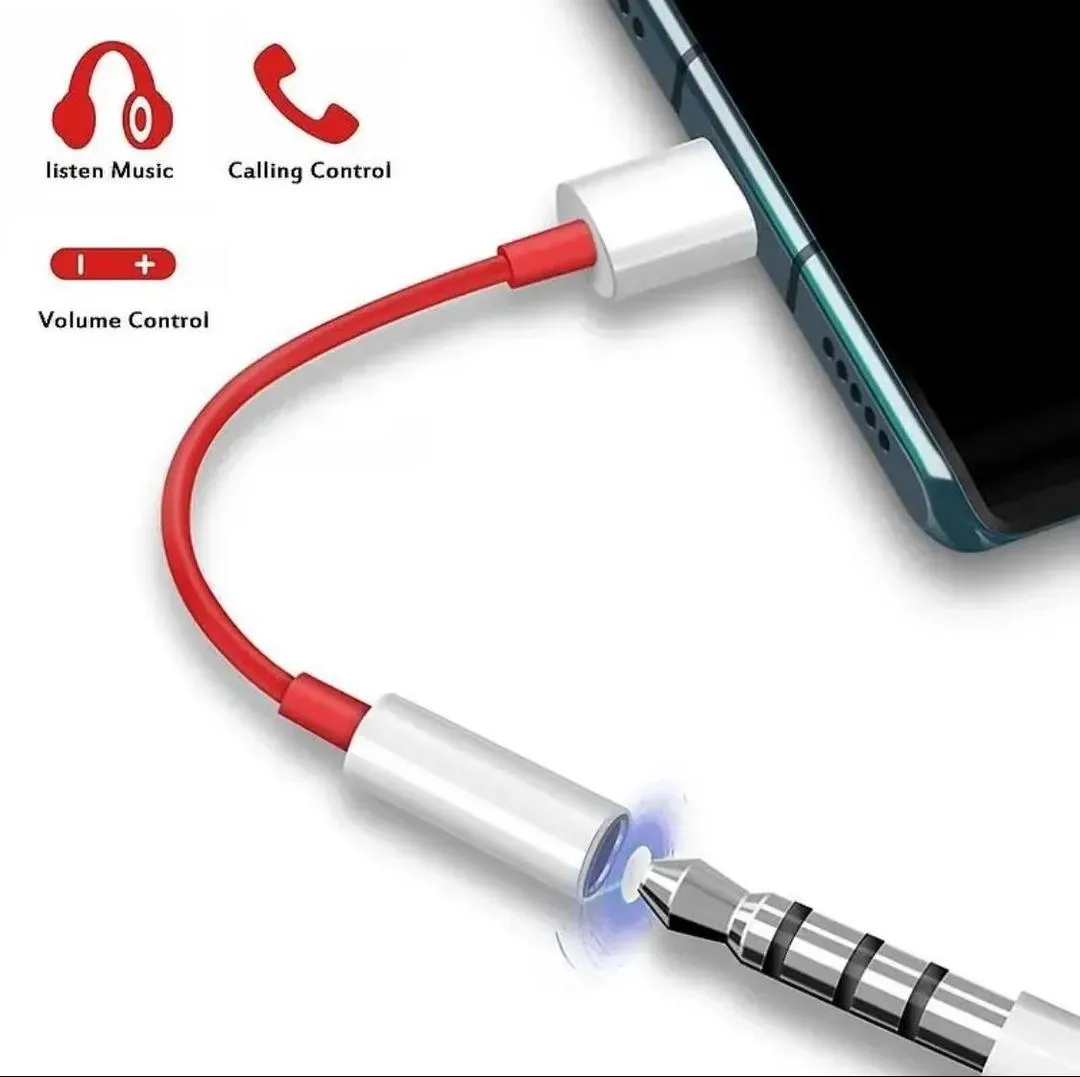 Type C to 3.5mm Earphone Converter White Red