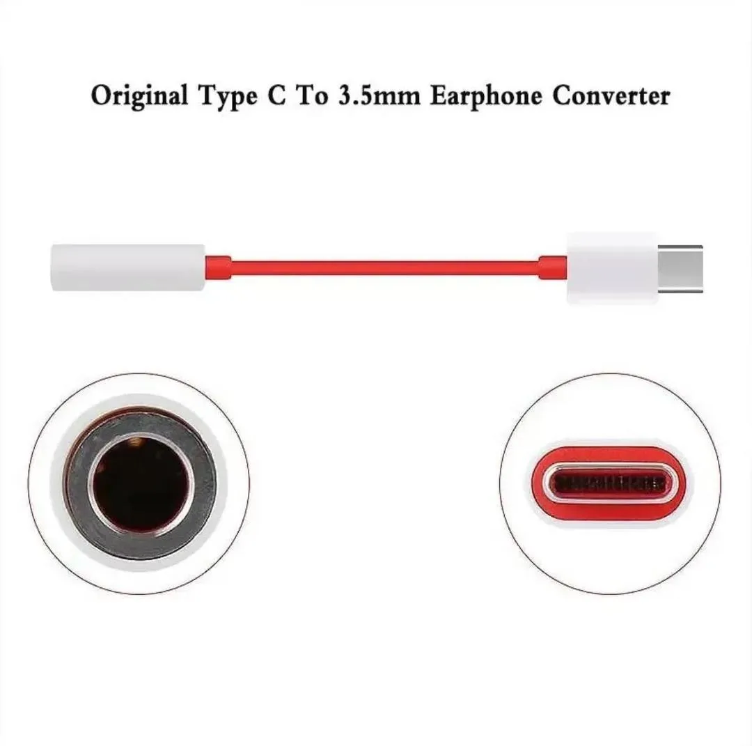 Type C to 3.5mm Earphone Converter White Red