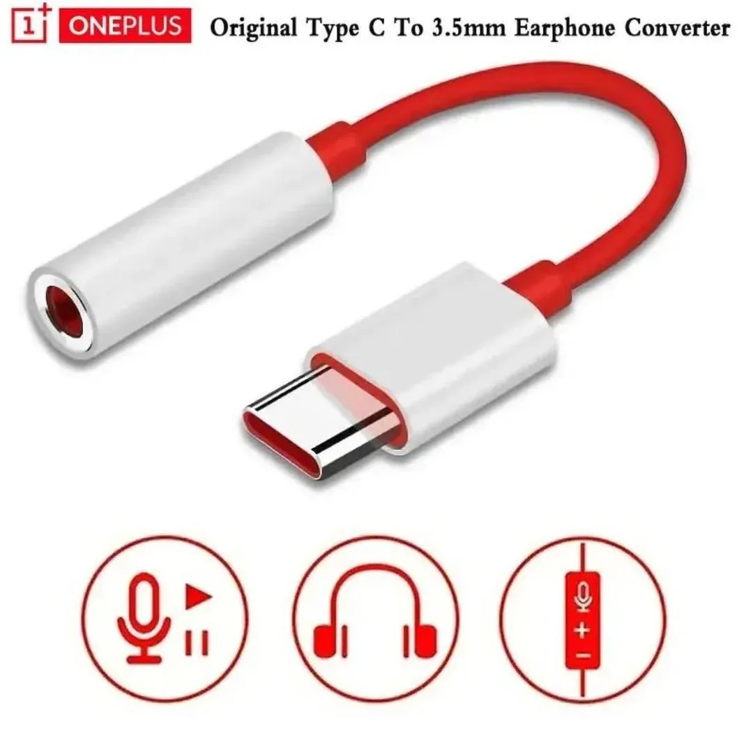 Type C to 3.5mm Earphone Converter White Red