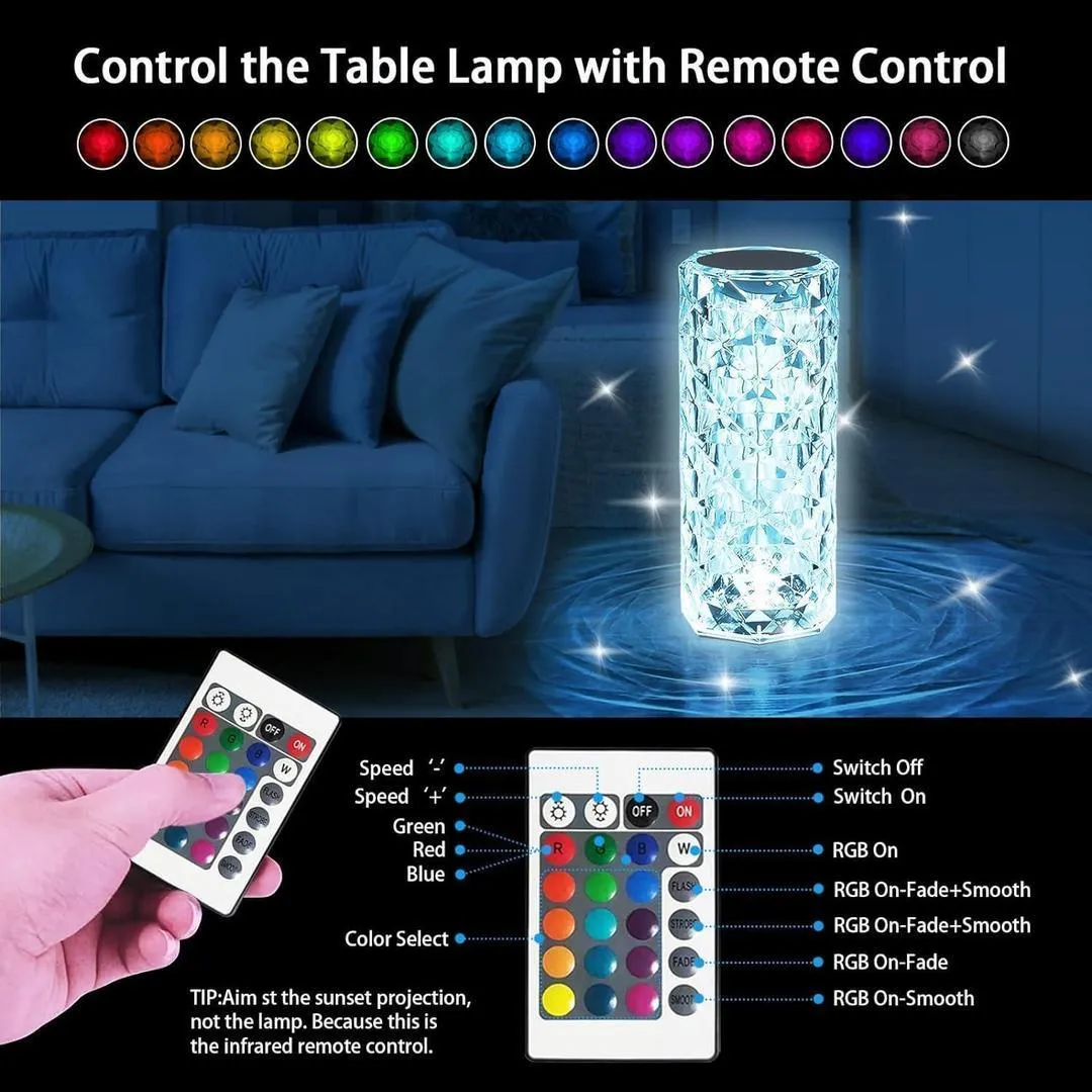 Rechargeable Diamond Table Lamp Gold Multi Color
