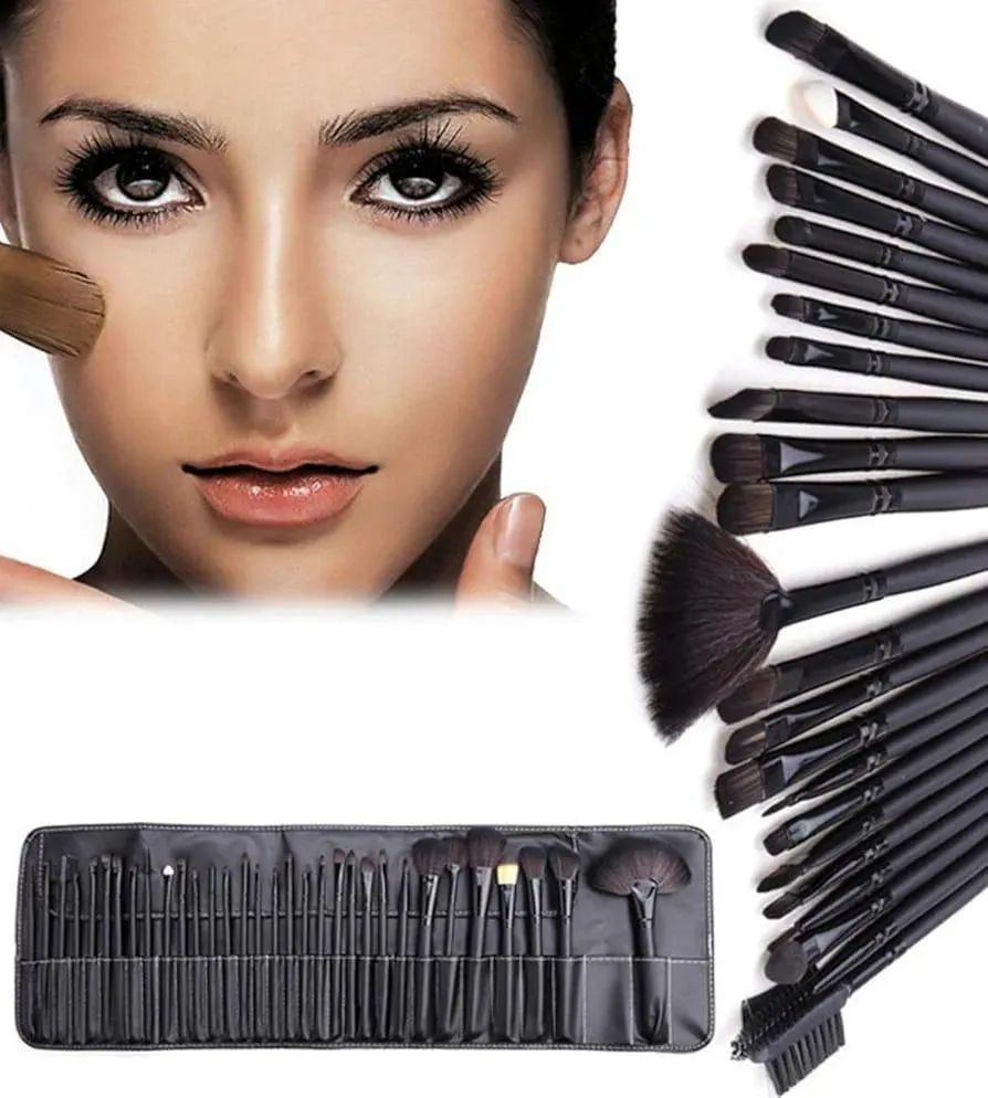 32-Piece Blending Brush Set Black ABS Makeup Brushes