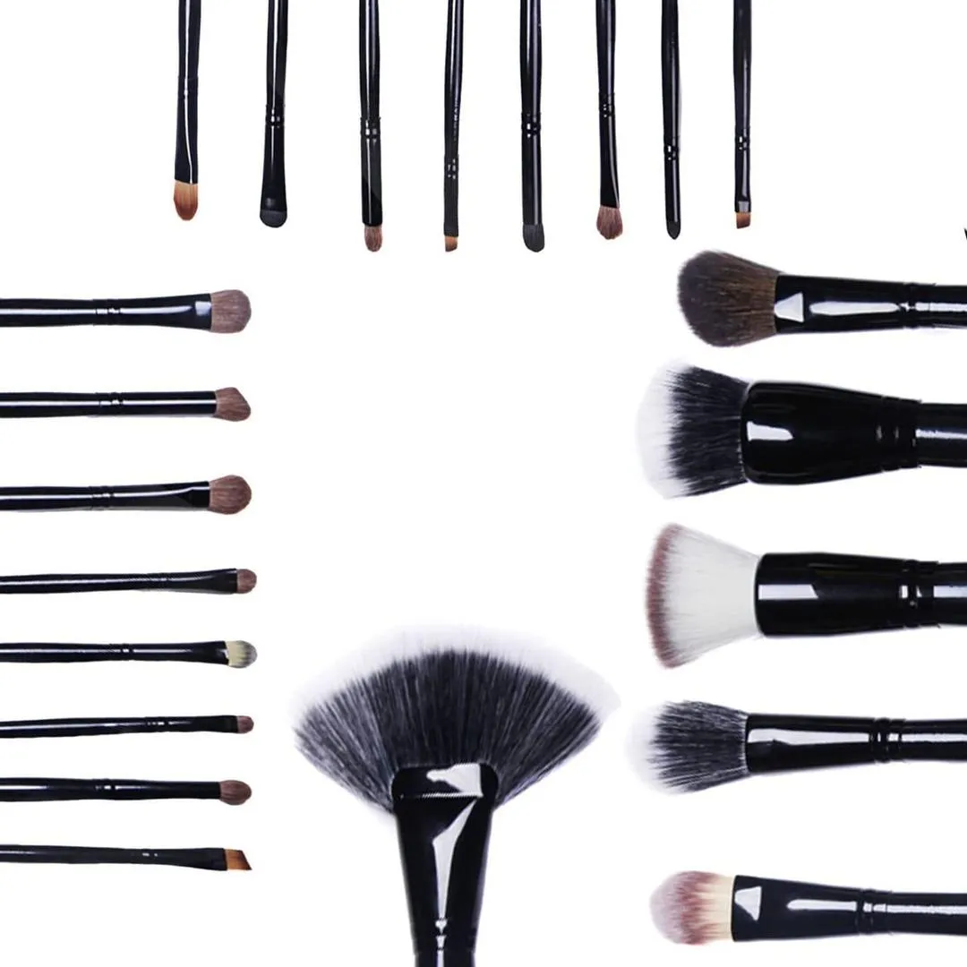 22-Piece Black ABS Makeup Brush Set for Blending & Travel