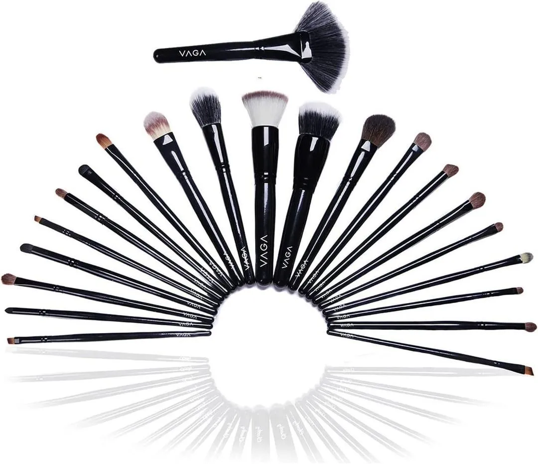 22-Piece Black ABS Makeup Brush Set for Blending & Travel