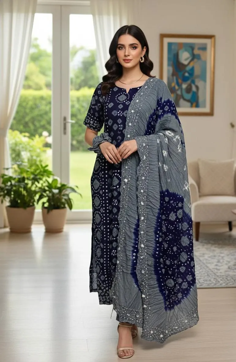 Stylish Printed Linen 3-Piece Suit for Women