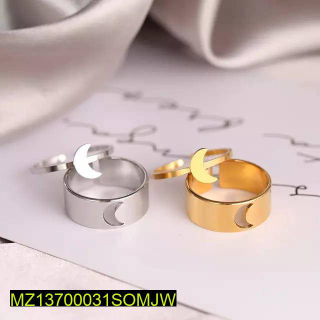 Moon Shaped Rings Gold Silver Adjustable Comfort Wear