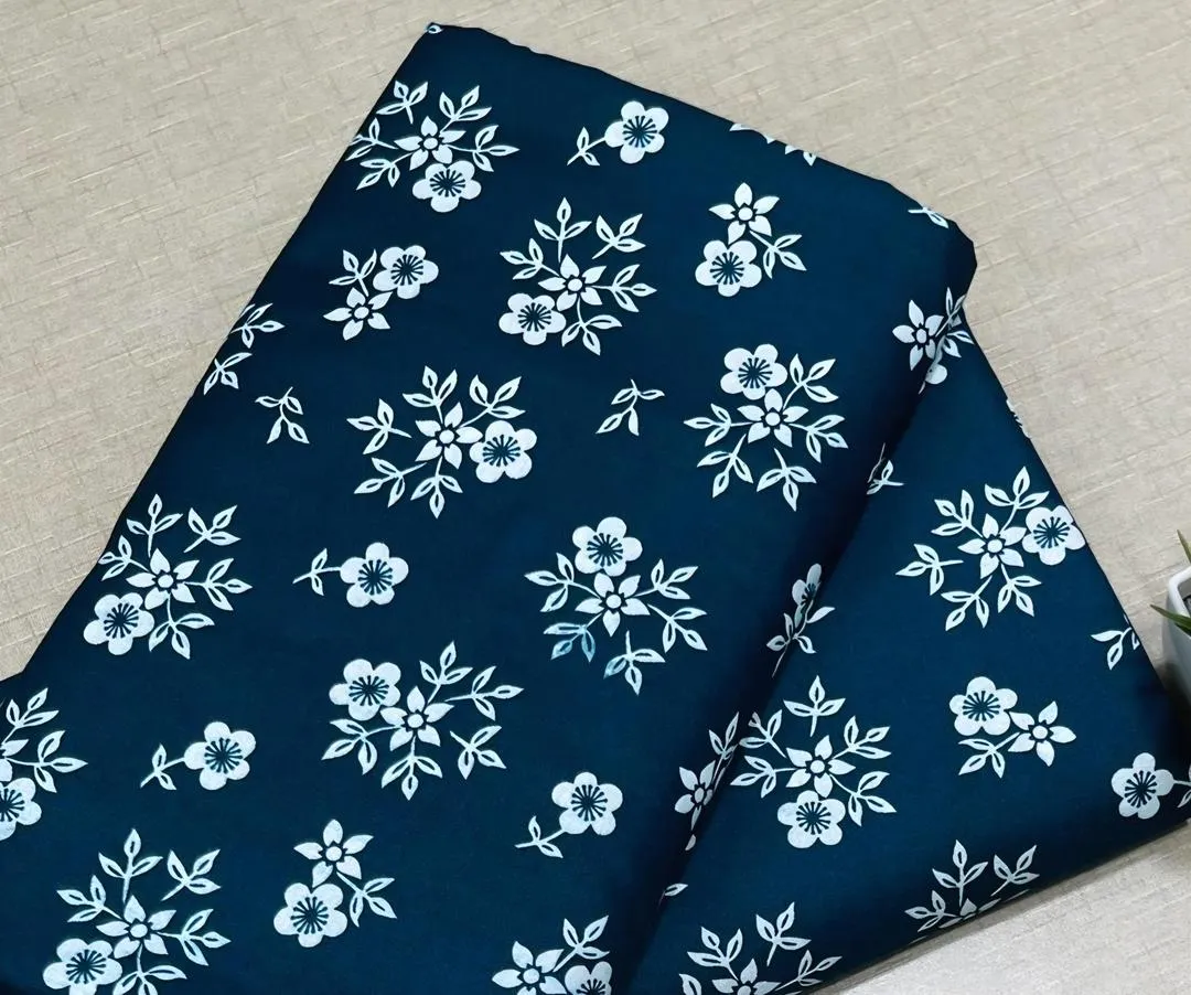 Blue Floral Printed 2Pcs Polo Cotton Shirt & Trouser Set