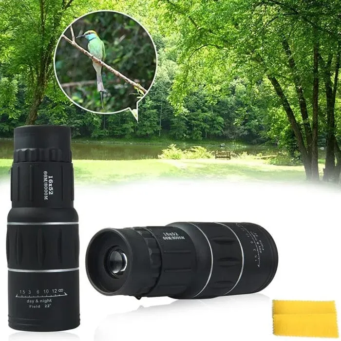 Bushnell Monocular Image Magnification 16X Objective Lens Diameter 52mm Focus System Eyepiece System Rotating Around Prism System Roof Eye relief 18mm Exit Pupi
