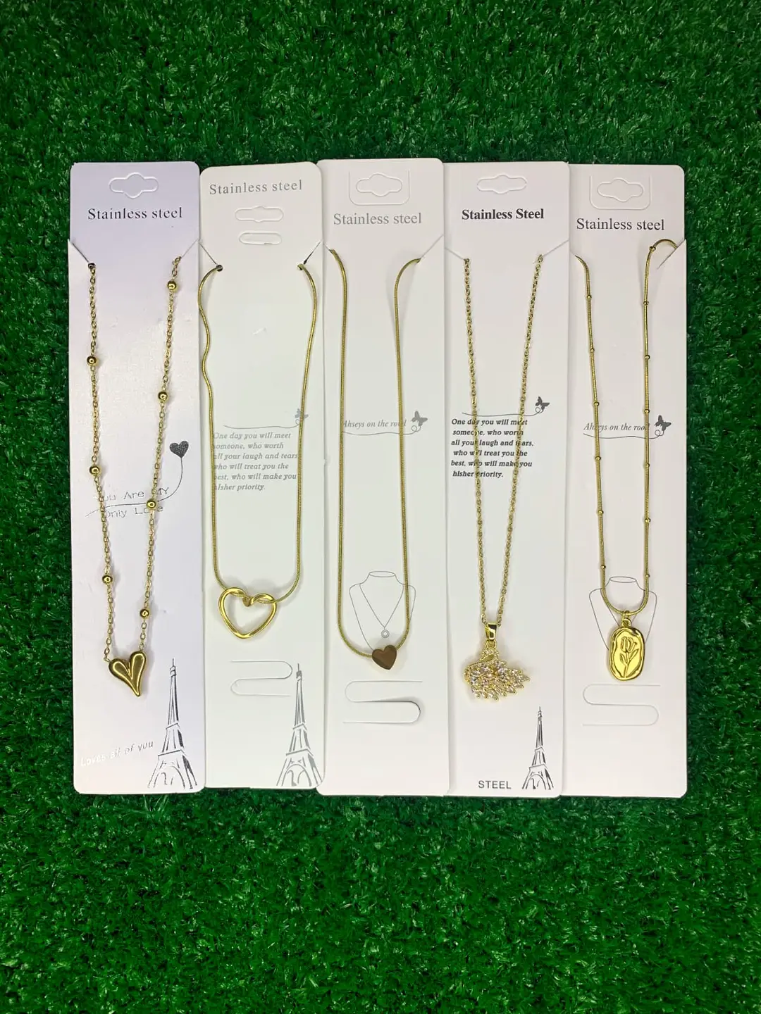 Multi Layered Gold Plated Artificial Stones Pendant