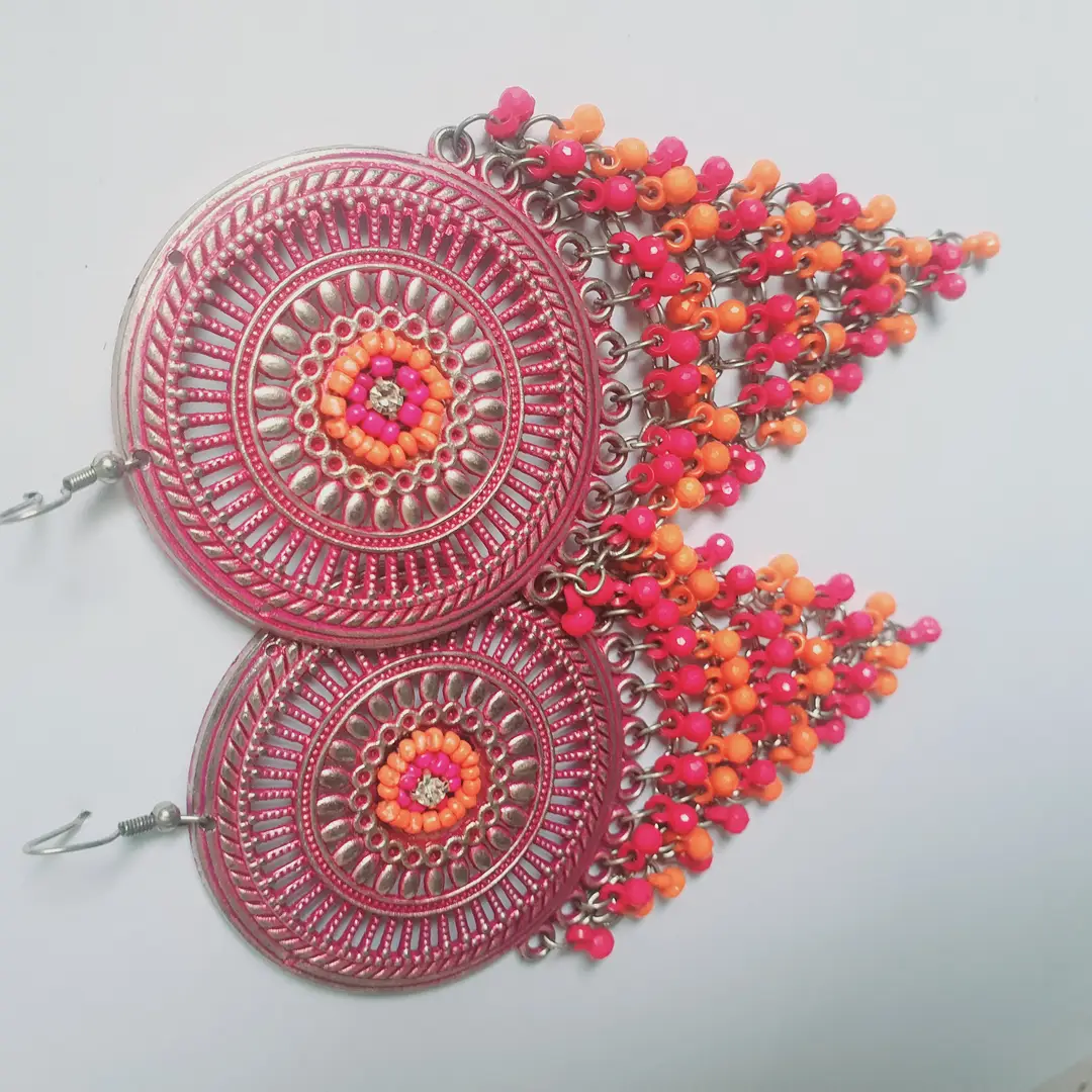 Funky Silver Plated Beads Dangling Earrings