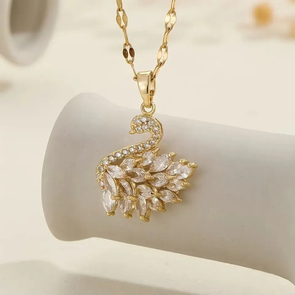Gold Plated Base Korean Swan Zircon Pendant