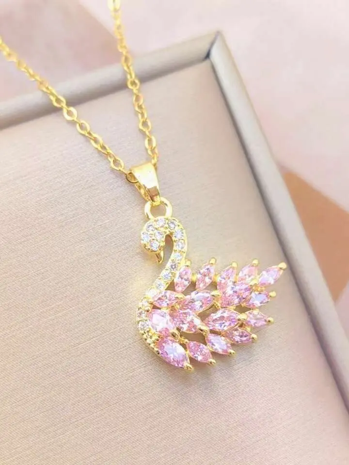 Gold Plated Base Korean Swan Zircon Pendant