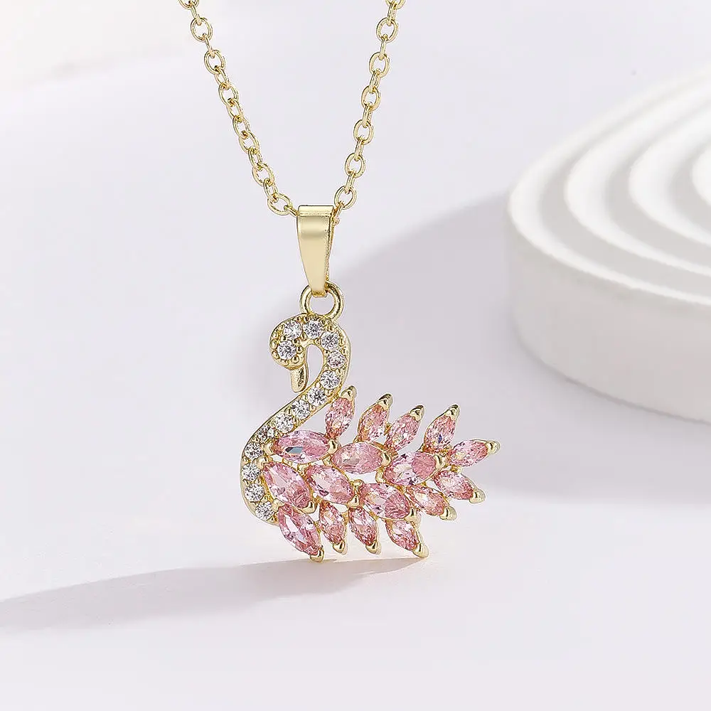 Gold Plated Base Korean Swan Zircon Pendant