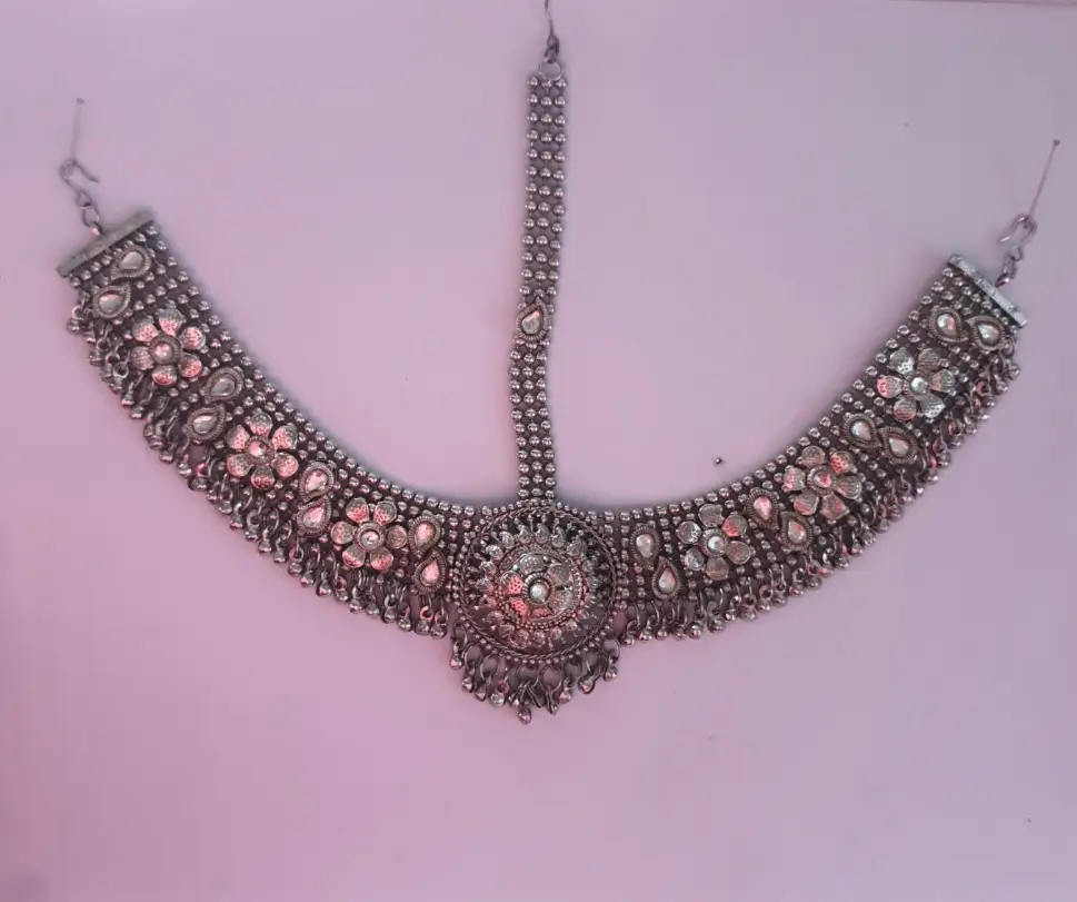 Antique Design Silver Plated Nagina Matha Patti