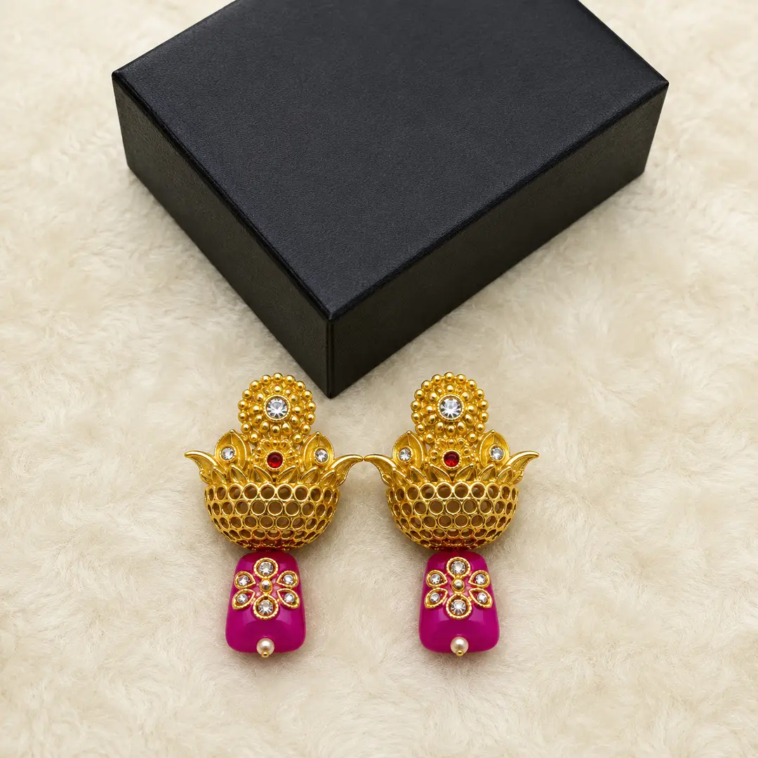 Flash Design Gold Plated Artificial Stones Earrings
