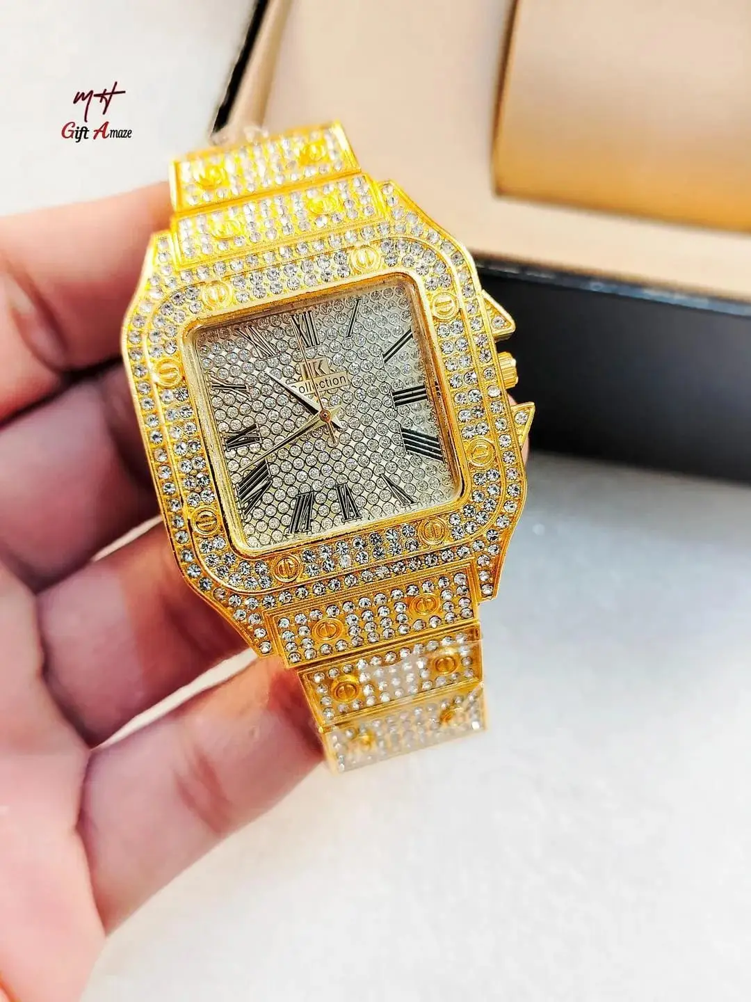 Luxury iced out crystal Dial Watch