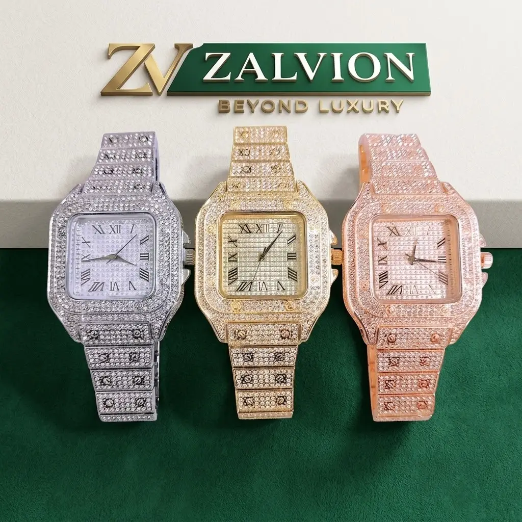 Luxury iced out crystal Dial Watch