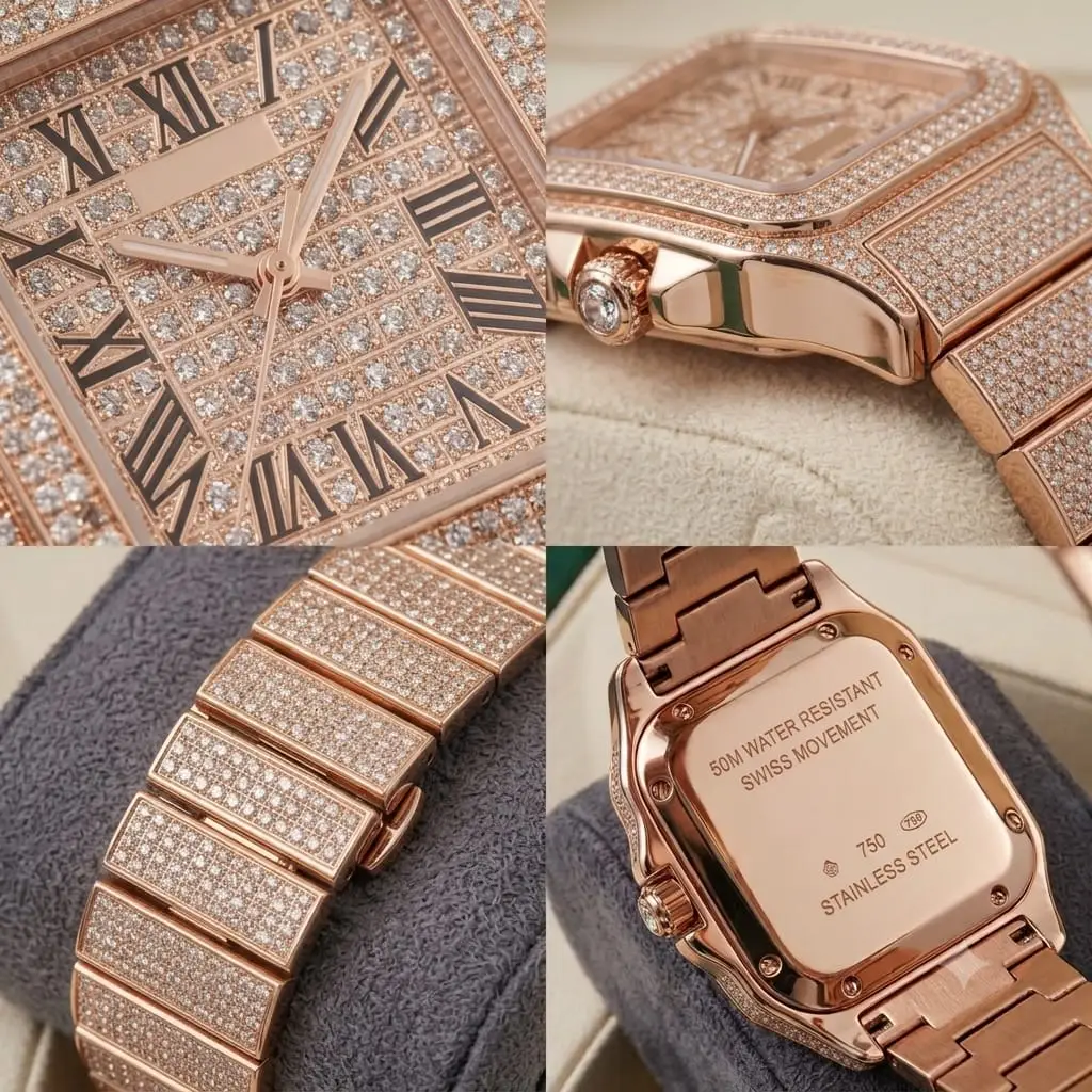 Luxury iced out crystal Dial Watch ( rose gold)